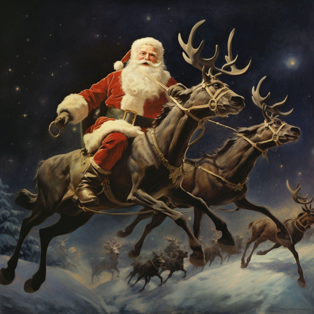 Santa Claus Flying Fabric Panel 1