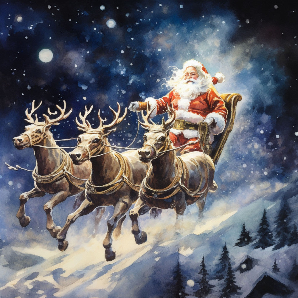 Santa Claus Flying Fabric Panel 9