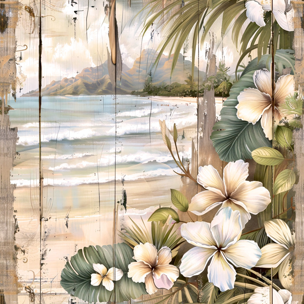 Tropical Beach Scenes Fabric Panel 18