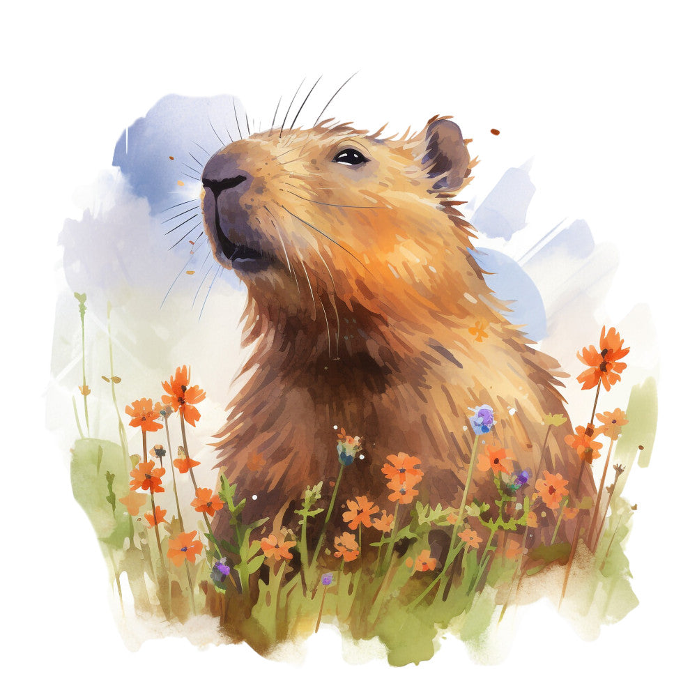 Watercolor Capybaras Fabric Panel 11