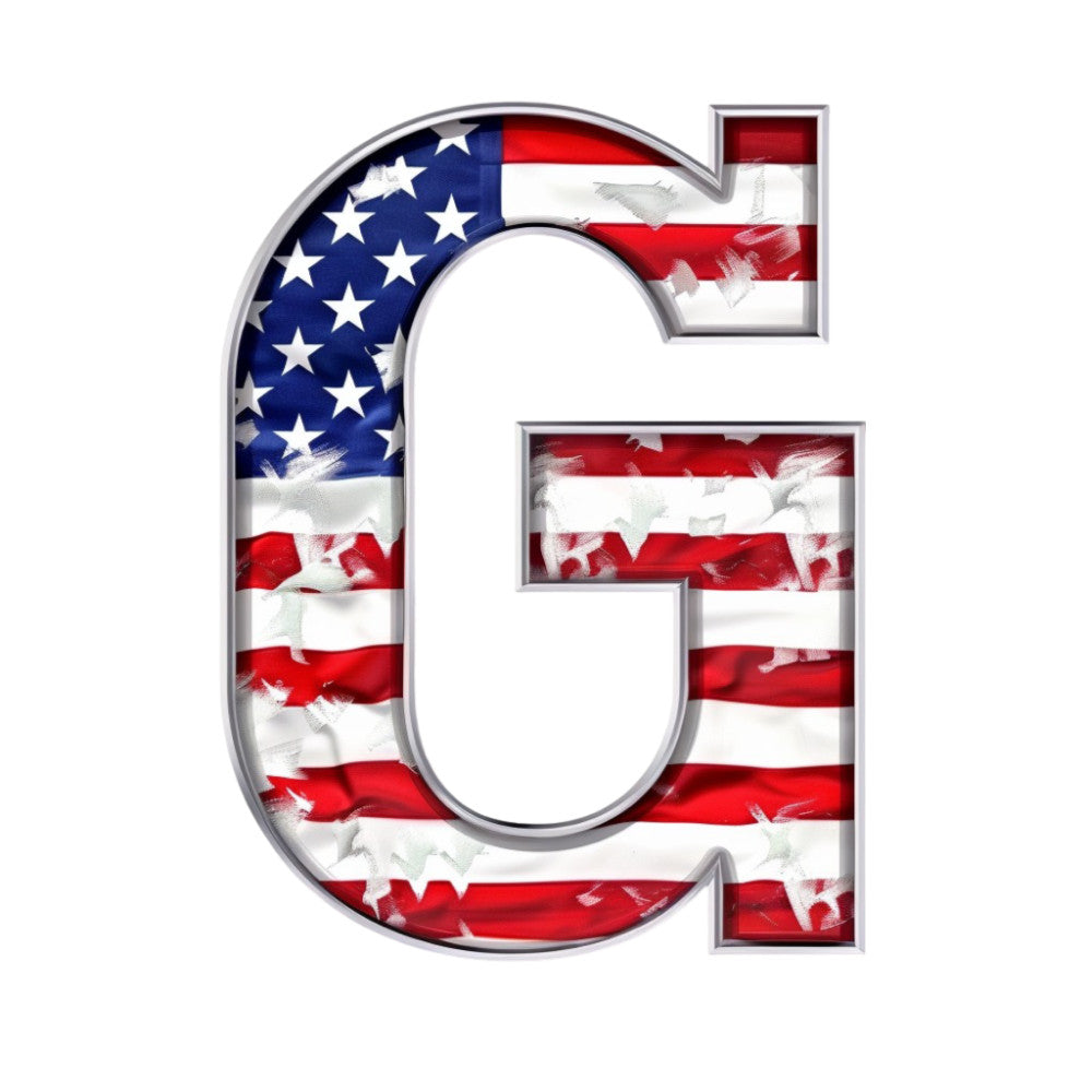 Grunge American Flag Alphabet Fabric Panel 14