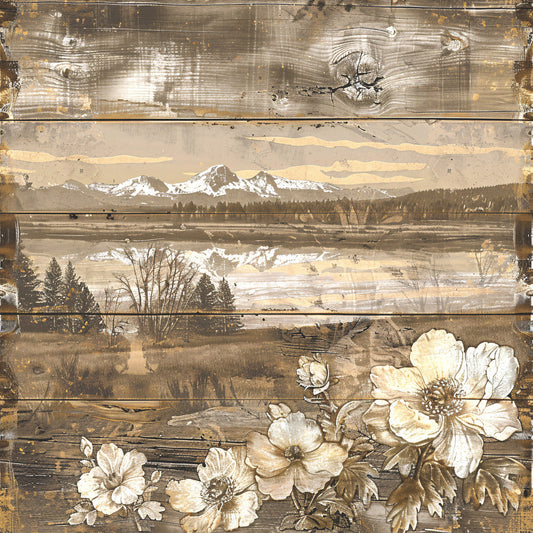 Yellowstone on Rustic Wood Fabric Panel 6