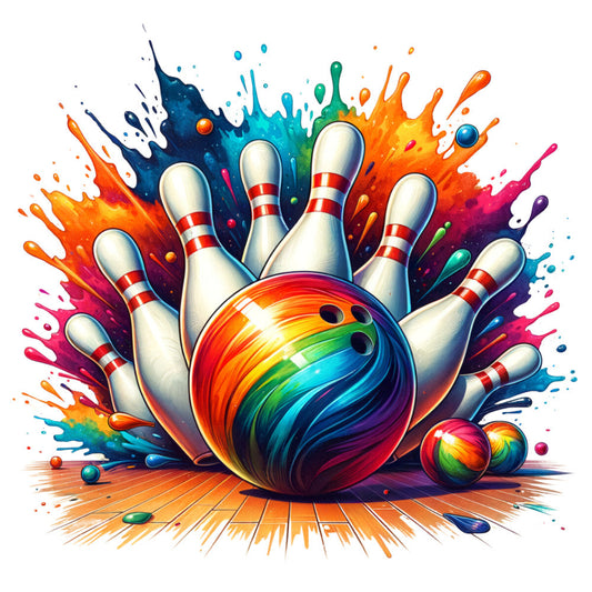 Watercolor Bowling Fabric Panel 1