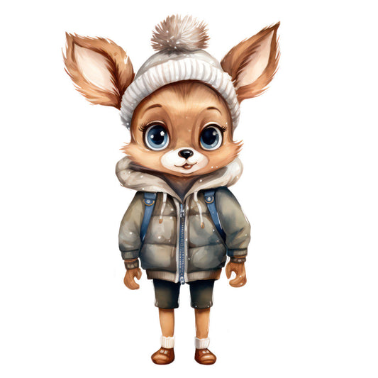 Woodland Animals in Clothes Fabric Panel 7