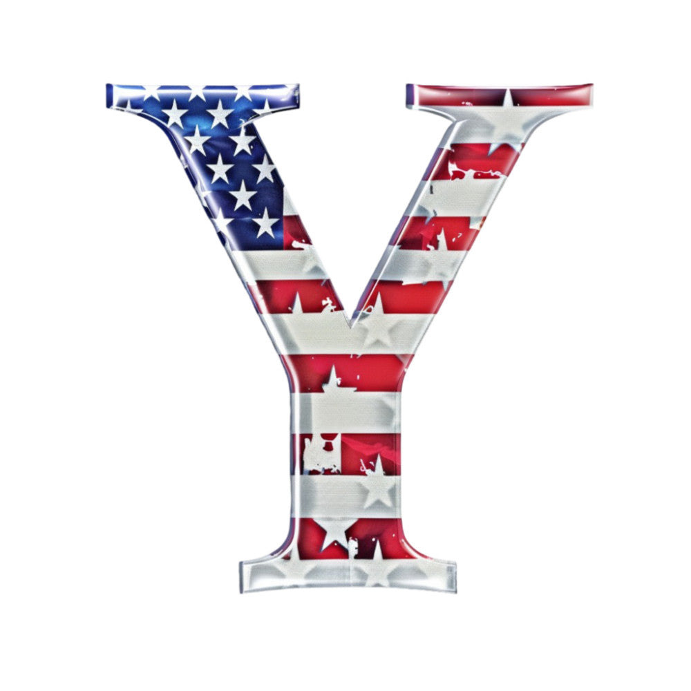 Grunge American Flag Alphabet Fabric Panel 6