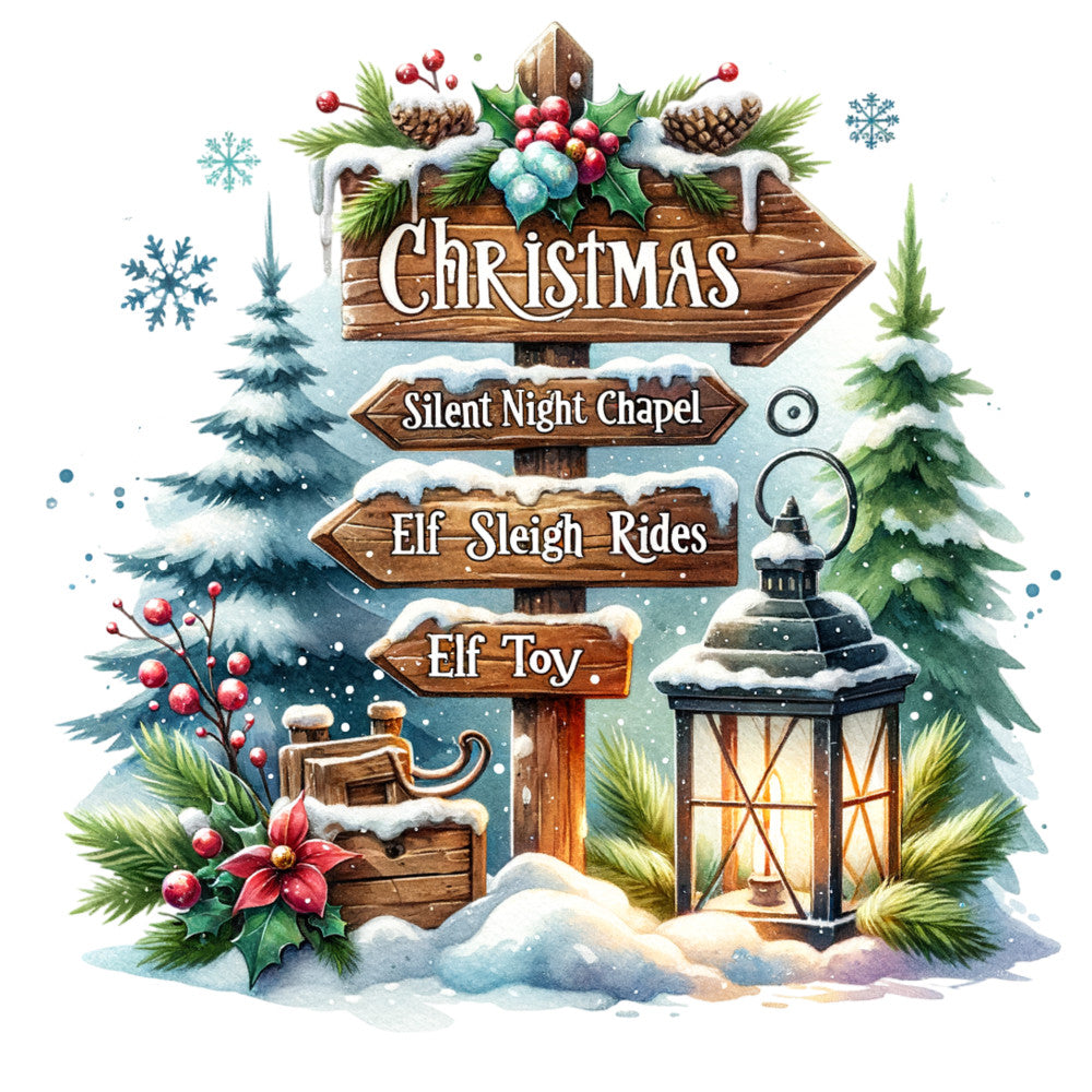 Christmas Signpost Fabric Panel 1