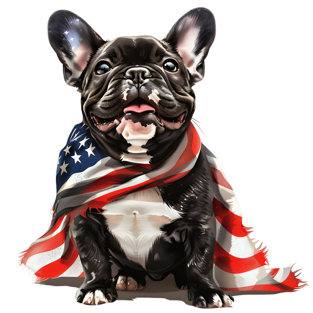 Dogs with American Flag Fabric Panel 28