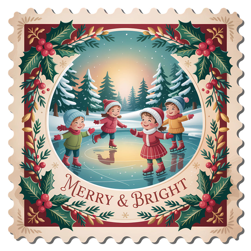 Vintage Christmas Stamps Fabric Panel 55
