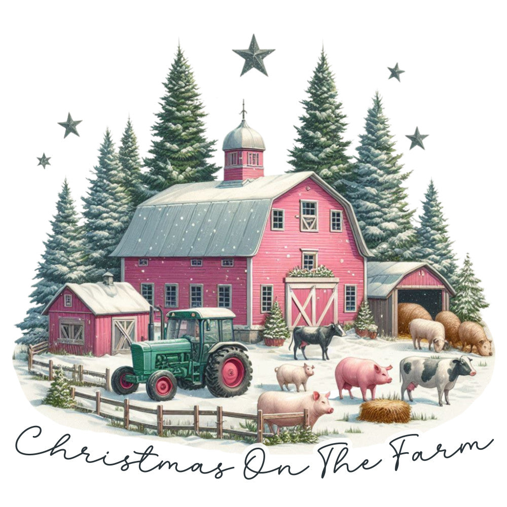 Christmas on the Farm Wall Art Fabric Panel 1