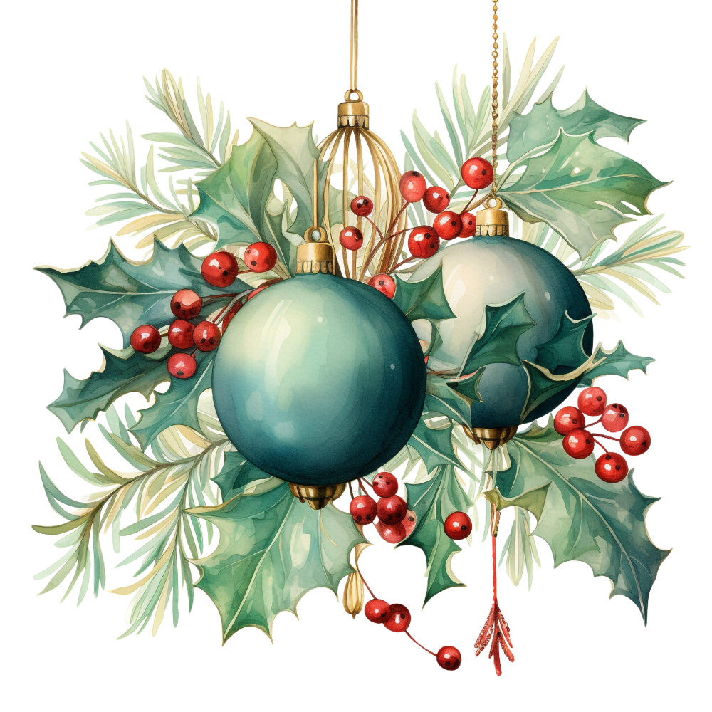 Holly and Baubles Fabric Panel 22