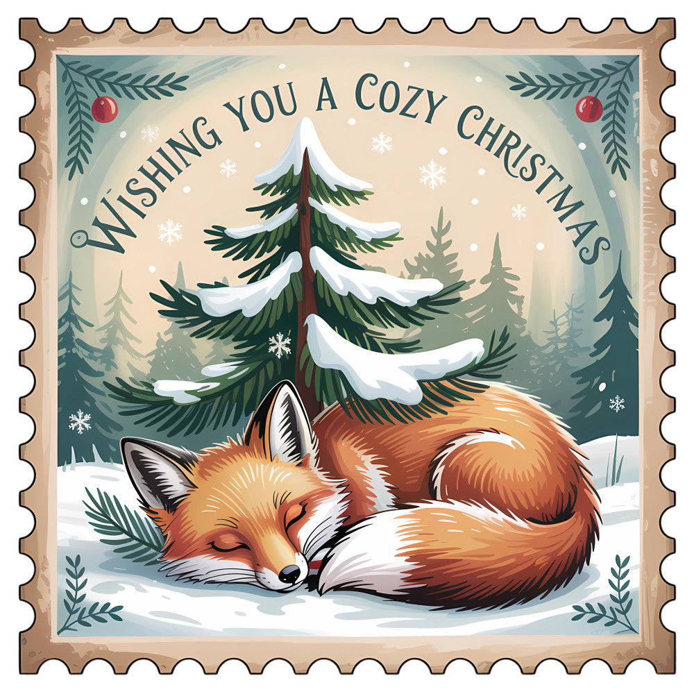 Vintage Christmas Stamps Fabric Panel 56