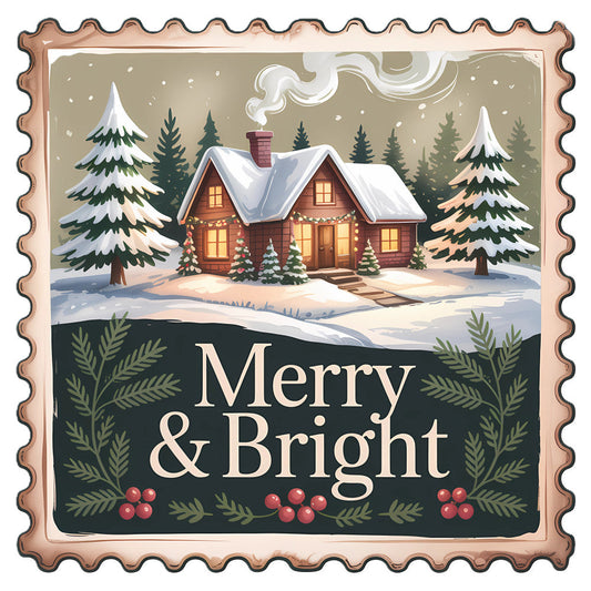 Vintage Christmas Stamps Fabric Panel 9