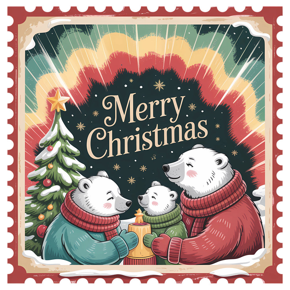 Vintage Christmas Stamps Fabric Panel 38