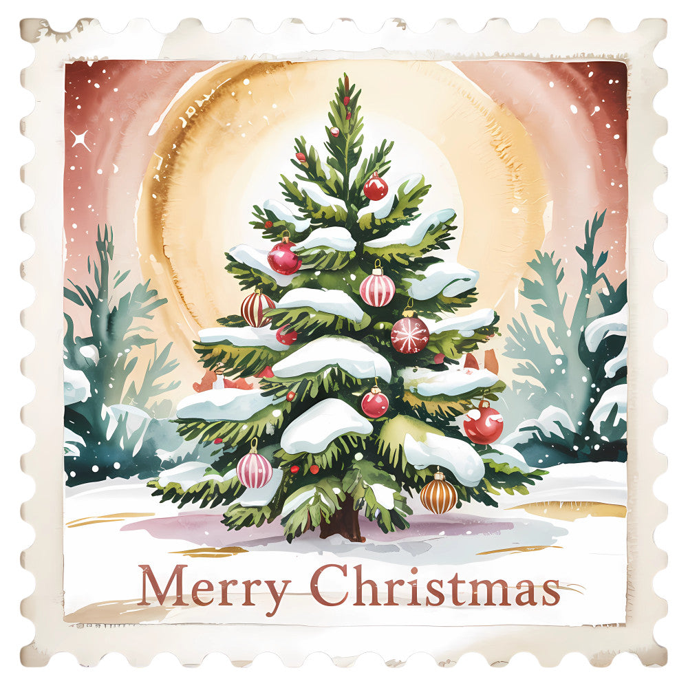 Vintage Christmas Stamps Fabric Panel 60