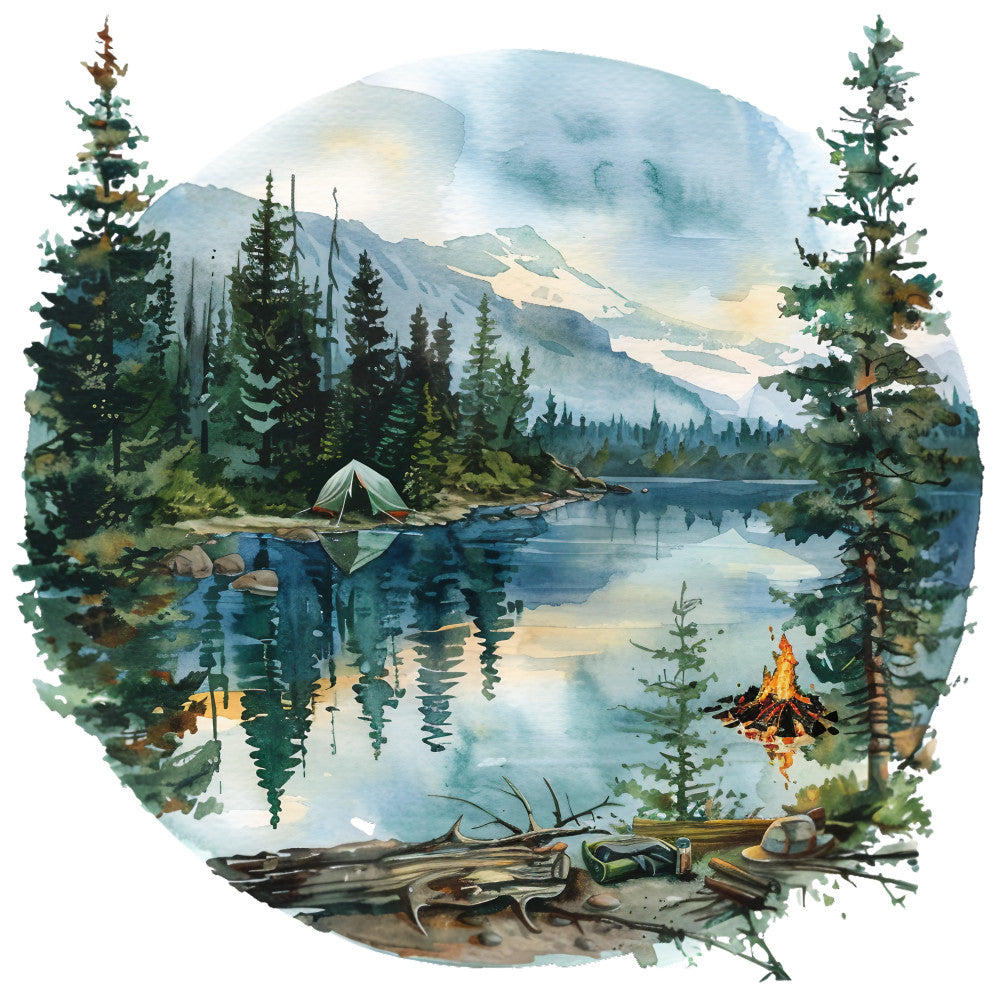 Watercolor Summer Landscapes Fabric Panel 36