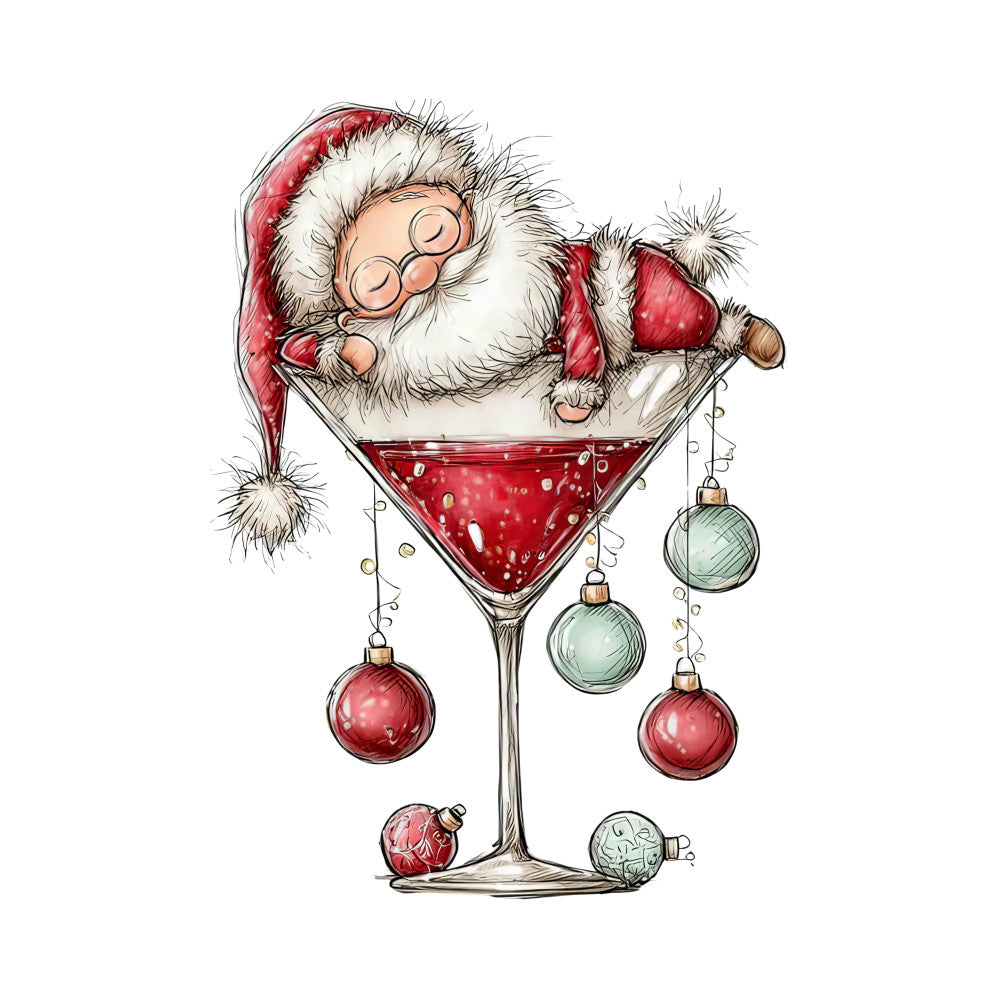 Whimsical Christmas Cocktail Fabric Panel 5