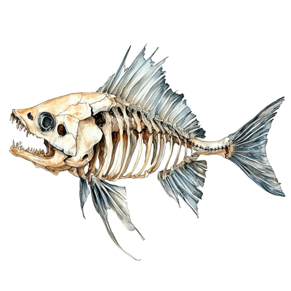 Watercolor Scary Fish Fabric Panel 18