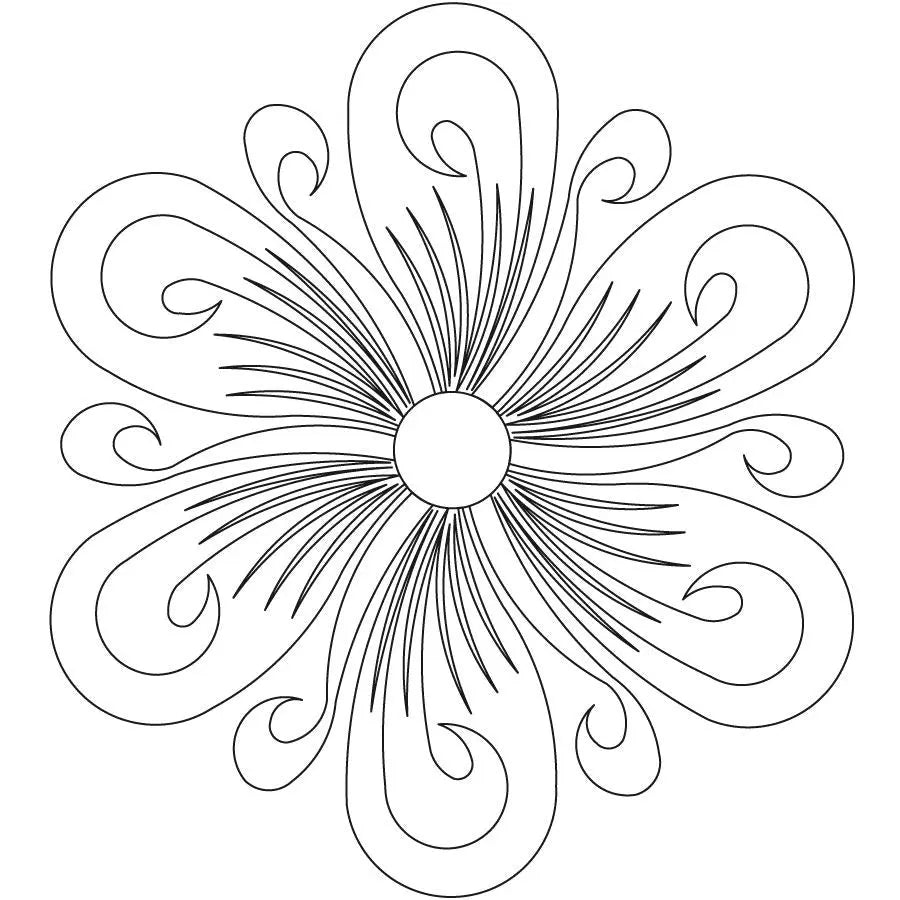 Thread Painted Fleather 6 Petal Digital Design Block