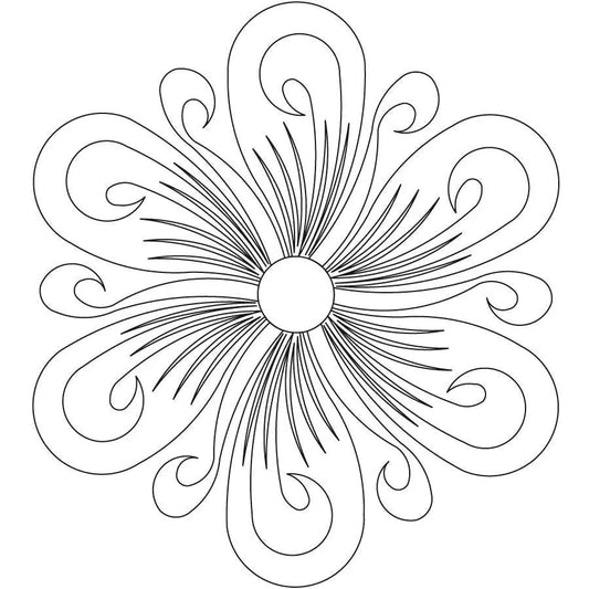 Thread Painted Fleather 6 Petal Digital Design Block