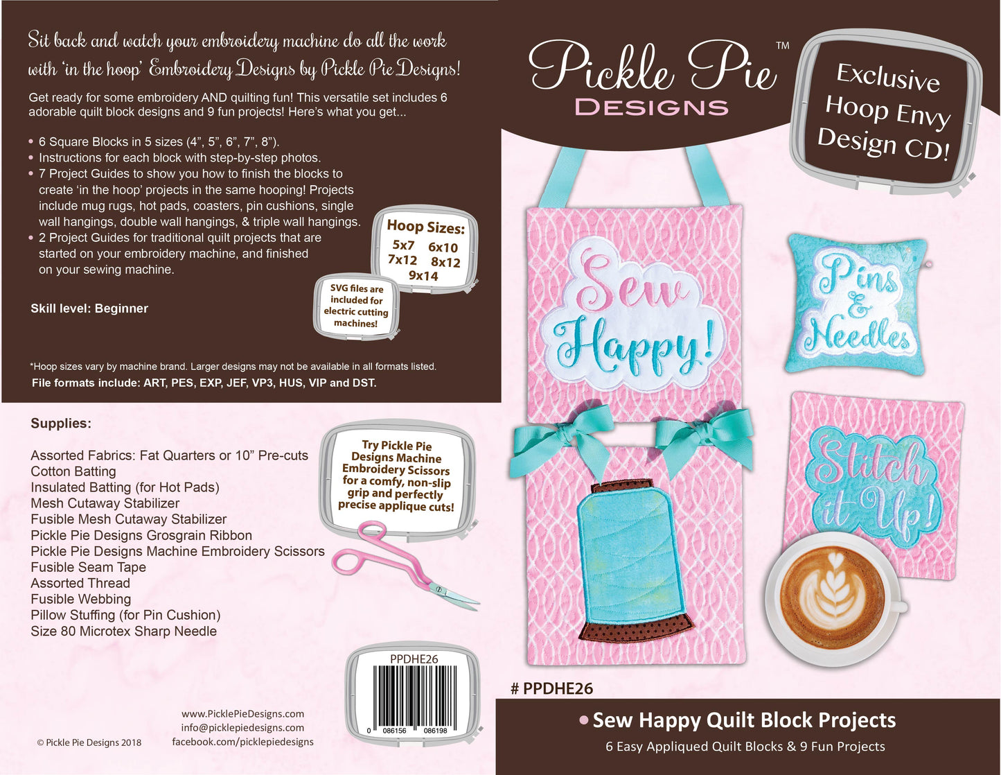 Sew Happy Quilt Projects In the Hoop Embroidery Design Collection